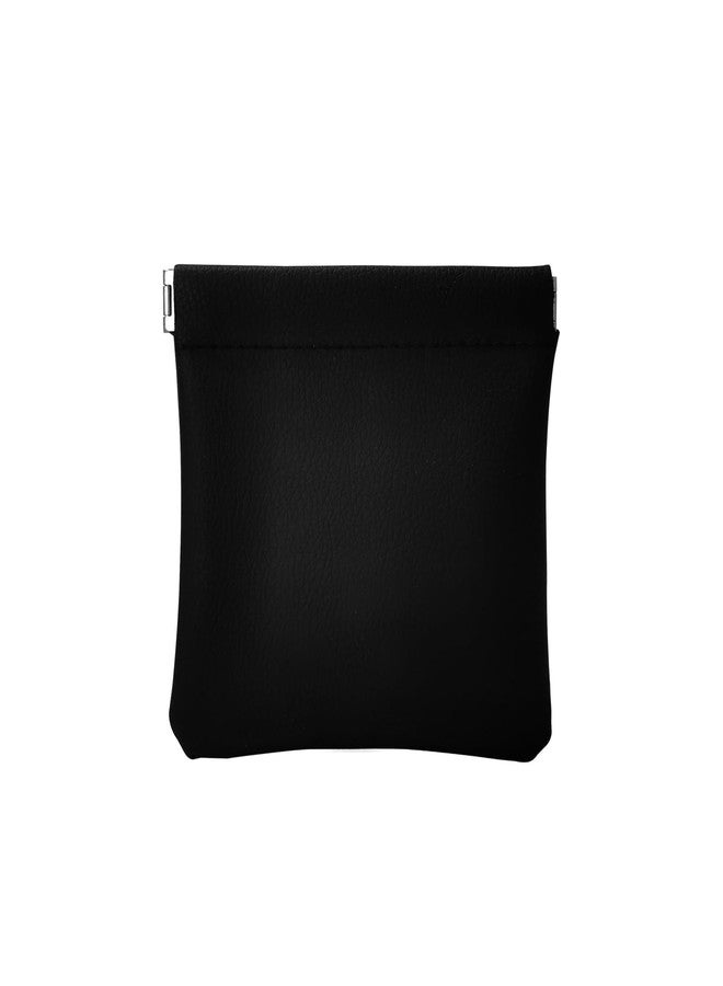 SCIKHEFT Faux Leather Jewelry Travel Bag Jewelry Pouch for Trinket Squeeze Coin Purse Pouch Change Holder For Men & Women (Black) - Image 1